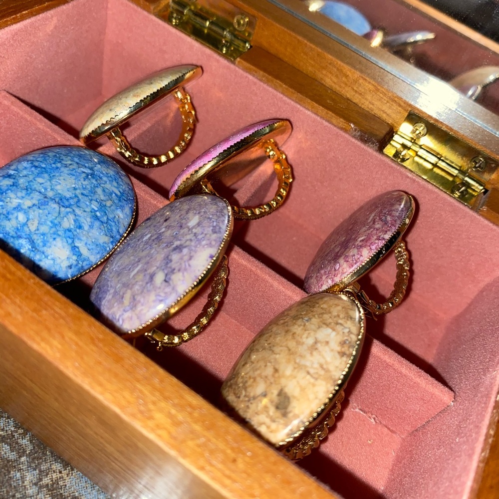 6 Stone Scarf Rings - Picture 2 of 6